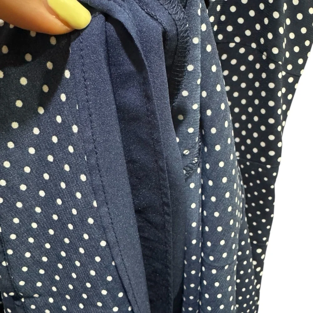 The Limited Blue Polka Dot A-Line Dress Sleeveless Crew Neck Size 12 - Picture 4 of 7